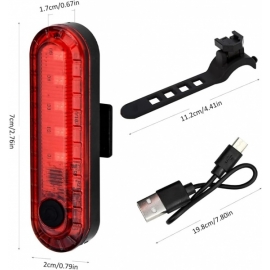 FANALE POSTERIORE RICARICARIBILE USB 5 LED  SUPER MINI